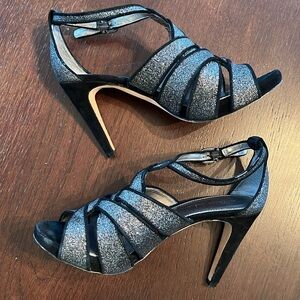 Antonio Melani Vinessa silver glitter platform heel